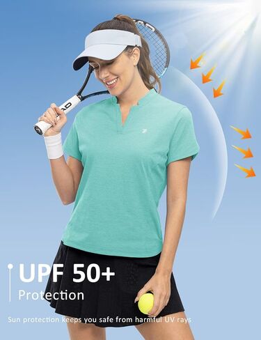 Rdruko Women's Golf Shirts Short Sleeve Dry Fit V Neck Tennis Tops Moisture Wicking Athletic Workout Polo Shirts UPF 50+ in Saudi Arabia