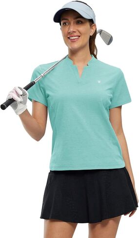 Rdruko Women's Golf Shirts Short Sleeve Dry Fit V Neck Tennis Tops Moisture Wicking Athletic Workout Polo Shirts UPF 50+ in Saudi Arabia