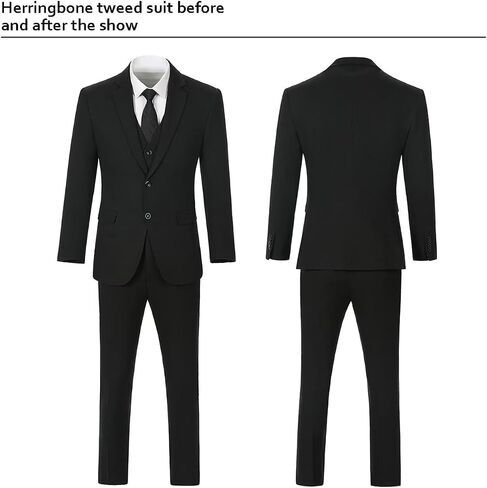 3 Pieces Vintage Tweed Suit for Men Slim Fit Mens Wedding Suit Groomsmen Tuxedos Prom Party Suit Jacket Vest Pants in Saudi Arabia