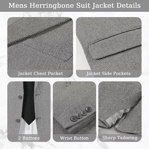 3 Pieces Vintage Tweed Suit for Men Slim Fit Mens Wedding Suit Groomsmen Tuxedos Prom Party Suit Jacket Vest Pants in Saudi Arabia