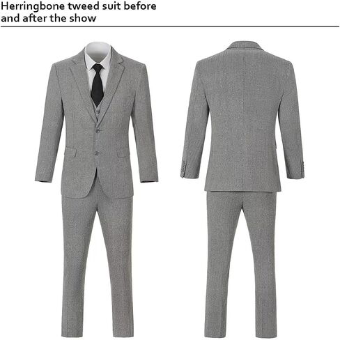 3 Pieces Vintage Tweed Suit for Men Slim Fit Mens Wedding Suit Groomsmen Tuxedos Prom Party Suit Jacket Vest Pants in Saudi Arabia