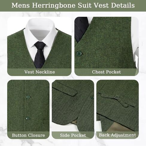 3 Pieces Vintage Tweed Suit for Men Slim Fit Mens Wedding Suit Groomsmen Tuxedos Prom Party Suit Jacket Vest Pants in Saudi Arabia