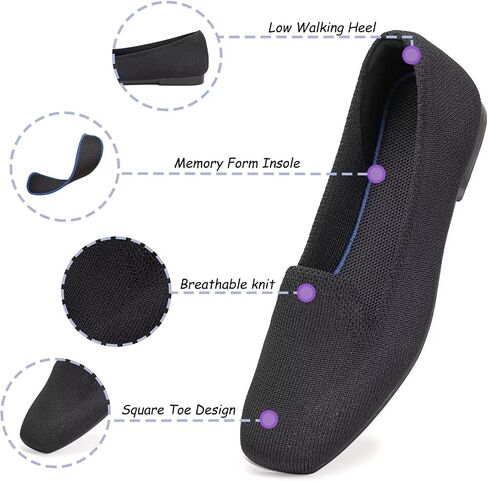 Frank Mully Women's Loafer Flats Square Toe Flat Shoes Comfortable Office Work Shoes, Cute Penny Loafer Slip On Walking Driving Shoes in Kuwait
