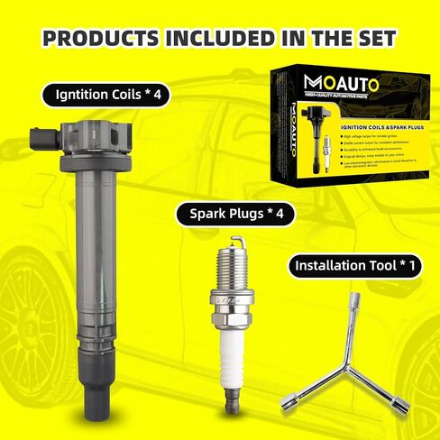 Set of 4 Ignition Coils Pack UF323 9091902237 & 4 PCS Iridium Spark Plugs Compatible with Toyota Tacoma 2000-2004 4Runner 2000-2.4L 2.7L L4 in Saudi Arabia