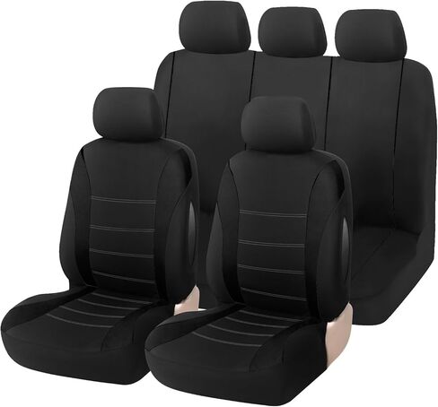 Foneso Car Seat Covers, 100% Breathable with Composite Sponge Inside, Airbag Compatible Universal Fit Accessories Auto for Cars, Trucks, Sedan, Van, SUVs (Red, Full Set) in Kuwait