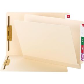 Smead TUFF® Laminated End Tab Fastener File Folder, Shelf-Master® Reinforced Straight-Cut Tab, 2 Fasteners, Letter Size, Manila, 50 per Box (34105)