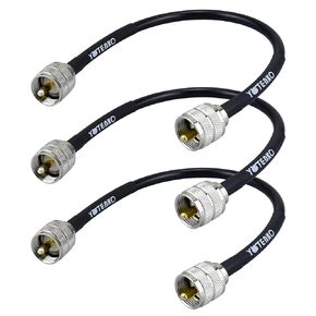 RG8x Jumper Cable 2 ft 3-Pack, CB Coax Cable UHF PL259 Male to Male Low Loss 50 Ohm for CB HAM Radio, HF VHF Radio, Antenna Analyzer