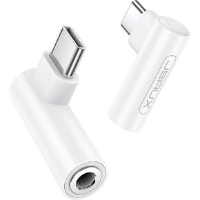 JSAUX Right Angle USB C to 3.5mm Audio Adapter, Type C to Aux Headphone Jack Adapter with 24bit DAC HiFi Dongle Compatible with Samsung Galaxy S23 Ultra, Pixel 7, iPad Pro, MacBook, iPhone 15