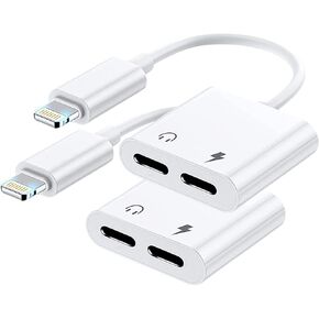 [Apple MFi Certified] 2PACK Lightning to 3.5mm Headphones Adapter iPhone Aux Adapter 2 in 1 Audio+Charge Compatible with iPhone SE/6/7/8//X/XR/XS/11/12/13/14/iPad/iPod Support All iOS Systems