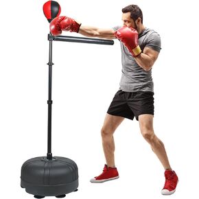 VEOCORE Boxing Bar, Boxing Spinning Bar with Punching Bag, Boxing Speed Trainer, Boxing Training Traget Reflex Speed Bag for Adult, Teen - Black & Red