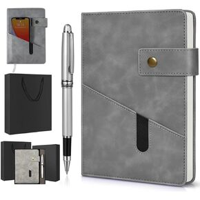 A5 Lined Leather Journal Notebook,Hardcover Journal Set with Pen and Gift Box,100Pages 100gsm Thick Ruled Paper Daily Diary for Men Women School,Travel,Business,Work,Writing 5.9" X 8.4"