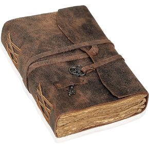 cuero Vintage Leather Journal - Antique Handmade Leather Bound journal with deckle edge paper for Men And Women Diary - Leather Sketchbook - Drawing Journal Notebook - Great Gift (5 by 7 inch)