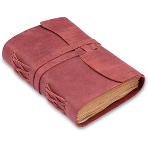 LEATHER VILLAGE Leather Bound Journal - Rustic Brown, 7"X5", 220 Pages - Vintage Blank Paper Diary for Writing, Drawing, Sketchbook, and Travel Notebook - Ideal for Women and Men
