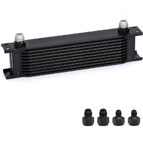 10 Row AN10-10AN Stacked Plate Oil Cooler 6AN 8AN Adapter Universal Engine Transmission Aluminium Alloy