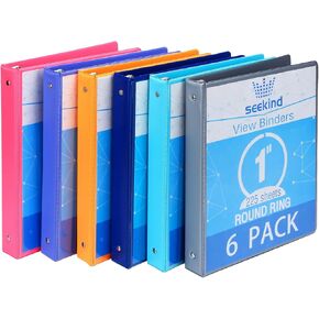 مجلدات حلقات مقاس 1 بوصة، مجلدات عرض SEEKIND، تحمل ورقًا يصل إلى 8.5 بوصة و11 بوصة، غطاء شفاف قابل للتخصيص، للمنزل والمكتب ومستلزمات المدرسة، 6 عبوات in Kuwait