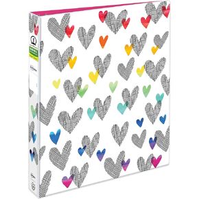 Avery + Amy Tangerine Designer Collection Binder, 1 Inch Round Rings, 175-Sheet Capacity, Hatchmark Hearts (28320)