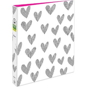 Avery + Amy Tangerine Designer Collection Binder, 1 Inch Round Rings, 175-Sheet Capacity, Hatchmark Hearts (28320)