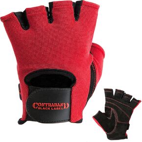 Contraband Black Label 5050 Mens Basic Leather Fingerless Weight Lifting Gloves - Durable Light - Medium Padded Split Leather Gym Gloves - Perfect Classic Lifting Gloves (Pair)
