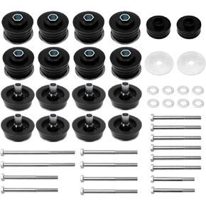Body Mount Bushing Kit with Polyurethane Body Cab Mounts Steel Sleeves and Hardware Black Compatible with 2008-2016 Ford F250 F350 Super Duty 2WD 4WD Replace# KF04060BK
