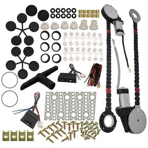 Universal Electric Power Window Lift Roll Up Regulator Conversion Kit 2 Electric Windows Motors 2 Switches 3 Harness for 2 Door Pickup SUV Truck Van Car,Electric Window Lift Kit