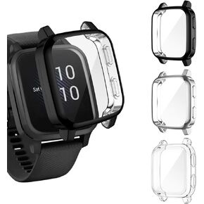 EZCO 3-Pack Screen Protector Case Compatible with Garmin Venu Sq 2/Sq 2 Music/Venu Sq/Venu Sq Music, Full Coverage Soft TPU Case Protective Screen Cover Bumper Frame for Garmin Venu Sq GPS Smartwatch in Kuwait