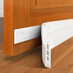 Holikme Reusable Door Draft Stopper 41 inch, Door Stoppers for Bottom of Door, Weather Stripping Door Seal, Strong Adhesive Under Door Draft Blocker for Interior & Exterior Doors, White