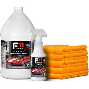 TopCoat F11 Polish & Sealer for Cars, Bikes and More – Water-Based Alternative to Ceramic Wax - 16 oz F11 Spray, 1 Gallon F11 Refill, and 5 Microfiber Towels