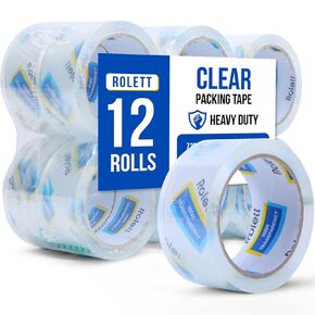 Packing Tape, 12 Rolls Shipping Tape, Heavy Duty Packaging Tape 1.88" x 60 yd, Clear Packing Tape Refills, Box Tape for Shipping, Mailing, Moving & Storage, Strong Seal on All Box Types