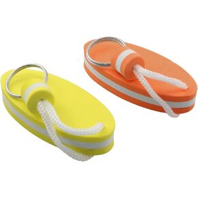 DGHAOP 2pcs Floating Key Ring Glow in Dark, Yellow and Orange Water Buoyant Key Chain, Boat Key Chains for Fishing, Sailing, Surfing, Swimming, Water Sports