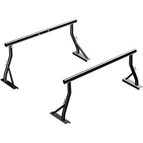 TMS 800Ibs Capacity Extendable Universal Steel Pickup Truck Low Profile Ladder Rack Sport Bar Lumber Two bar Set (Patent Pending)(24'')