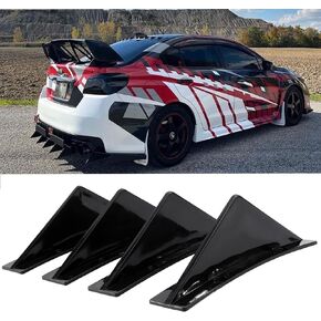 JMTBNO 4pcs Universal Curved Shape Rear Bumper Diffuser Shark Fin Spoiler Trim Covers Decoration Set Lip Wing Splitter,Black