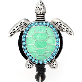 Aquamarine Enamel Sea Turtle Retractable ID Badge Reel,Name Card Holder for Nurse