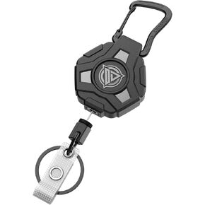 Retractable Keychain Heavy Duty, Badge Reels Retractable, Tactical ID Badge Holder with Upgraded Zinc Alloy Carabiner, 31.5'' Coated Steel Cord, Bearing 8.0 oz- 1pcs