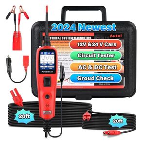 جهاز اختبار دائرة السيارات Autel PowerScan PS100، مجموعة مسبار دائرة الطاقة العالمية 12 فولت 24 فولت، قراءة مقاومة الجهد الكهربي للتيار المتردد، تنشيط المكونات، مكتشف قصير، أرض اختبار واستمرارية، مع كابل بطول 20 قدم