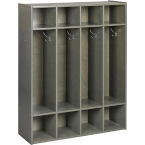 ECR4Kids Streamline 4-Section Coat Locker, Classroom Furniture, Natural