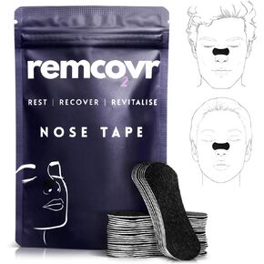 Remcovr Nasal Strips for Breathing - 30 Nose Breathing Strips for Enhanced Oxygen Intake - Strong Adhesive Nasal Strips for Snoring - Breathing Nose Strips - 1 Month Supply - Nose Strips for Breathing