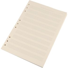Vaguelly 100 Sheets Music Manuscript Refill Notebook Refill for Musicians Empty Staff Paper Loose- Leaf Manuscript Paper The Notebook Paper Notebook Music Paper White Binder Blank