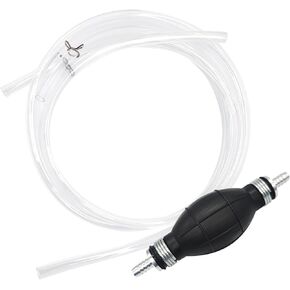 Hand Syphon Pump Gasoline Siphone Hose Gas Oil Water Fuel Petrol Transfer Siphon Pump 2.1m Portable Hand Fuel Pump with 2 Durable PVC Hoses for Car, Fish Tanks, Aquariums, Bathtubs, Boat