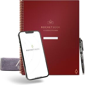 Rocketbook Reusable Academic Planner for Students and Teachers, Includes 13 page types, Black Cover, Letter Size