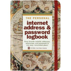 Old World Internet Address & Password Logbook (removable cover band for security)
