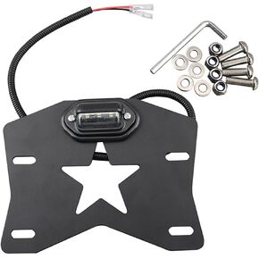 Pikioraz UTV License Plate Bracket, RZR License Plate Holder with LED Light, Aluminum Universal License Plate Frame Mount for Polaris RZR/Can Am Maverick X3 /Kawasak/Golf cart