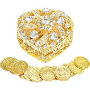 Wedding Arras Coins Set, Arras De Boda Catolica, Arras Para Boda Catolica Decoracion Gold Heart Shaped Box with 13 Virgen of Guadalupe Coins, Arras De Boda Cristiana, Wedding Accessories for Ceremony