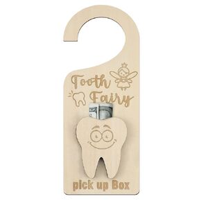 Tooth Fairy Door Hanger with Money Holder Tooth Fairy Pick up Box Encourage Gift for Kids Room Decor (Tooth)