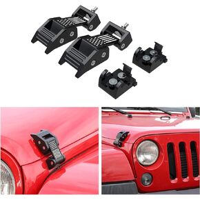 ASLONG 2PCS Hood Latches Catch Kit with U.S. Flag Style Black Aluminum for Jeep Wrangler JK JKU 2007-2018 & 2018-2021 Jeep Wrangler JL JLU Gladiator JT，Pair