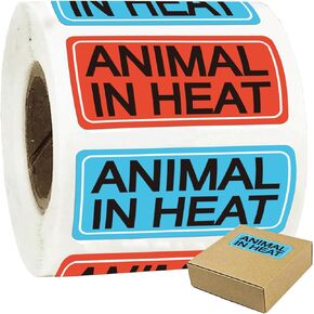 500 Pcs Animal in Heat Veterinary Labels 1x 2 Inch - Veterinary Practice Stickers Medication Instruction Labels File Folder Labels for Animal Hospital Clinic Pharmacies Hospitals