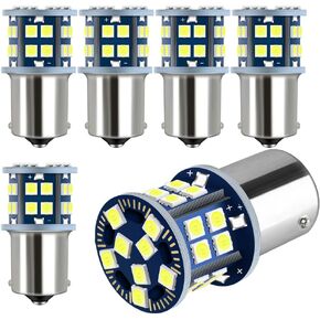12V 1156 LED Light Super Bright White 1141 1003 BA15S Single Filament Base Replacement Bulb for Car Truck Motorcycle RV Trailer Camper Tail Back Up Reverse Light 28-LEDs 3030 Chipset 6-Pack
