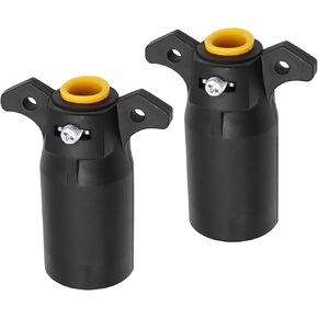 2-Pack 12V 7 Pin Trailer Plug Connector, 7 Way Round RV Style Flat Blade Trailer Light Plug Replacement End Towing Wiring Harness Connector