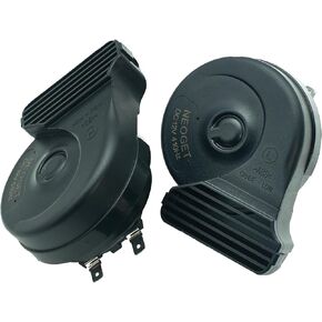 NEOGET Car Horns 12V Loud Universal Replacement Horn Ultra Thin Low High Dual Tone Electric Auto Horn For 12 Volt Vehicle Motorcycle Horn Kit with Grid
