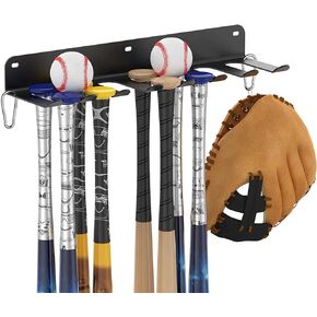 14 Bats Holder Steel Rack, Baseball Bats Organizer for 14 Bats Hanging Display, Garage Home Gym Storage Rack Wall Mount