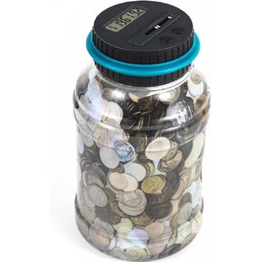 Coin Bank for Saving Money Digital Coin Counter, Piggy Bank for Adults, Coin Jar with Change Counter for Counting Savings. 2 Pcs Coin Banks, for Boys Girls Kids （Orange and Blue）